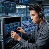 Ensemble de haut-parleurs colonne actifs professionnels en métal 500W avec interface audio Dante 8x8 8x16 16x8 et boîtier I/O sans perte longue distance