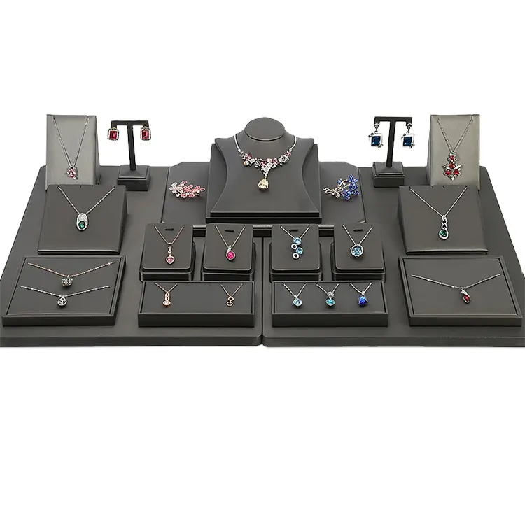Custom Sieraden Etalage Display 'Juwelen' Display Pu Lederen Sieraden Displays Ingesteld Voor Winkel Luxe