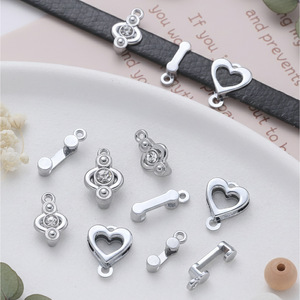 Alloy Heart Charm Pendant With Rhinestone Bezel Setting For DIY <b>Bracelet</b> Jewelry Accessory Unisex Gift - Product Image 2