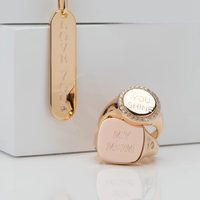 Bague signet personnalisable en acier inoxydable Jietao, plaquée or 18 carats PVD, avec halo de zirconiums cubiques, bijou vierge personnalisé pour cadeau de Noël