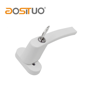 Poignée de fenêtre coulissante en aluminium noir/blanc avec serrure à clé, poignée <span class=keywords><strong>Espag</strong></span> en PVC, poignée de fenêtre à point unique avec tige - Product Image 3
