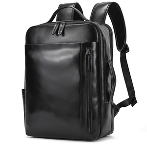 Sac à dos vintage en cuir véritable pour homme, grande capacité, avec grands compartiments, fermeture éclair personnalisée - Product Image 3