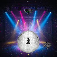 Grande boule disco en verre avec rotation à 6 tr/min, 18 lumières LED RGBW, style années 70/80, alimentation par adaptateur secteur pour fêtes, DJ, mariages, anniversaires