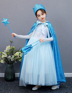 Ensemble cape scintillante à sequins pour filles MS Girls Princess avec capuche, couronne, baguette magique et sac, 4 pièces, costume de spectacle - Product Image 3