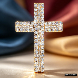 Collar con colgante de cruz de plata personalizado, chapado en oro de 10K/14K/18K, con diamante CVD cultivado en laboratorio, clásico, para regalo de compromiso, cadena para suéter - Product Image 4