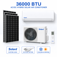 Climatiseur mural split hybride solaire 36000 BTU 3 tonnes à onduleur DC avec compresseur rotatif double SANYO certifié CE R32