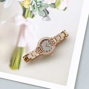 Montre mécanique automatique élégante et tendance, entièrement sertie de diamants, cadran blanc avec chiffres romains - Product Image 2