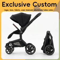Poussette bébé KingKong 3-en-1 avec nacelle, poignée réversible, dossier réglable, design pliable, en alliage d'aluminium de qualité aéronautique