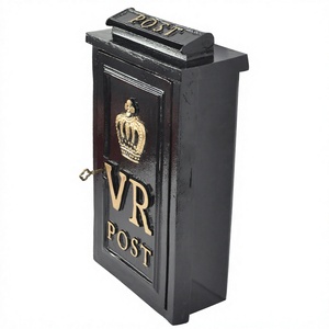 Buzón de Estilo Rústico VR Negro de Hierro Fundido para Cartas Grandes, Paquetes y Periódicos, Soporte para Correos, Caja Metálica, Venta al por Mayor - Product Image 1