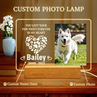 Lampe de nuit commémorative pour animaux de compagnie, lampe souvenir personnalisée avec photo, nom et dates pour les amoureux des animaux