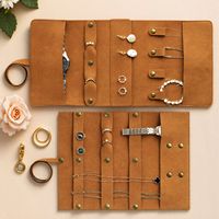 Pochette à bijoux pliable en microfibre avec cordon de serrage, organisateur multi-compartiments pour colliers, boucles d'oreilles, bagues