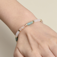 Pulsera estirable de cuentas de rueda de jade blanco y Aventurina Rosa amazonita de Brasil piedra natural al por mayor para joyería de mujer