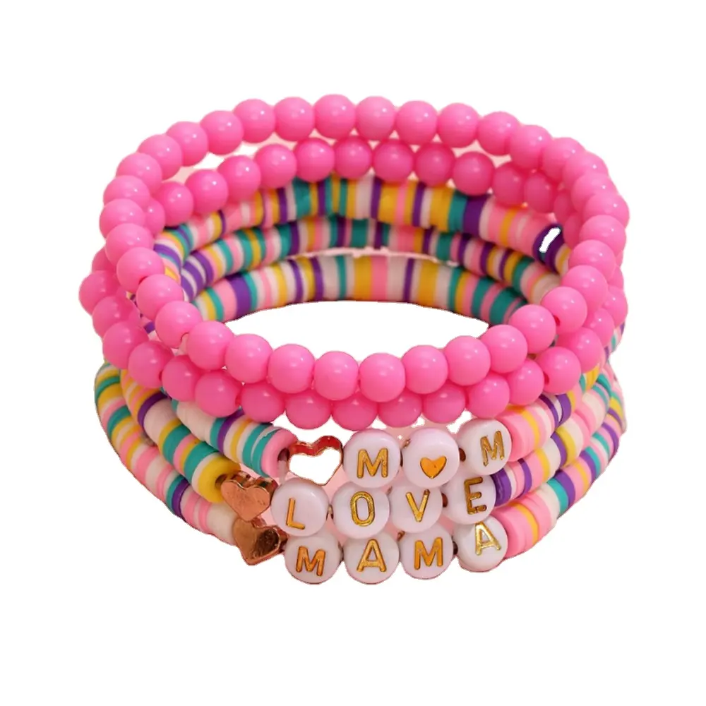 5 pièce/ensemble coloré lettre élastique argile mode bijoux Bracelets perlés ensemble bracelet pour enfants