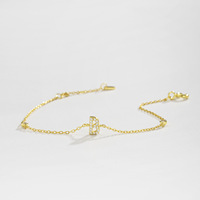 Bracelet en argent sterling S925 de haute qualité avec initiale, breloque alphabet tendance et glacée pour femmes et jeunes filles, cadeau de bijoux en dropshipping