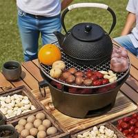 Théière en fonte non revêtue avec poignée ergonomique, bouilloire rétro pour infuser le thé, faire bouillir l'eau, essentiel de cuisine vintage (1 pièce)