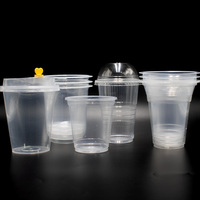 Impression personnalisée du logo 360/500/700ml Tasse à thé au lait Jus en plastique PP jetable transparent Récipient froid/sac pp/paille/scellant en plastique