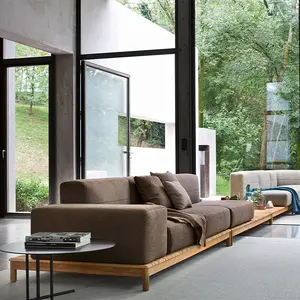 Luxury Teak Wood Frame Patio Garden Sofa Set Outdoor Furniture Hotel Courtyard Teak Outdoor Sofa With Coffee Table