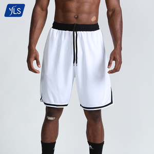 YLS – pantalon de jogging pour homme, vêtement d'athlétisme, blanc, respirant, longueur au genou, personnalisé, short de basket-ball en maille avec poches - Product Image 2