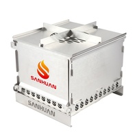 Réchaud de camping pliable en acier inoxydable, mini, facile à nettoyer, pour la randonnée, barbecue portable sans fumée