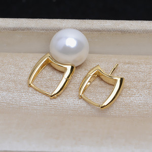 Clous d'oreille en argent S925, épingles d'oreille en coquillage, édition coréenne simple, 10-13 perles, bijoux DIY, accessoires semi-finis 1092 - Product Image 4