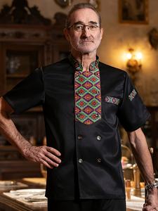 Vêtements de chef 1 pièce, tissu gaufré de haute qualité, manches courtes, design avec poches, fermeture à boutons, plusieurs couleurs, idéal pour la restauration - Product Image 2