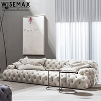 WISEMAX estilo europeo de lujo muebles de sala de estar Villa Hotel piso de terciopelo sofá Chesterfield 3 plazas sofá de ocio