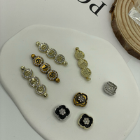 Kancing Logam Dekoratif Multiwarna Emas Perak Gunmetal Berlapis Rhinestone Desain Bunga dan Angka Untuk Dekorasi Pakaian