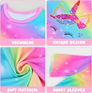 Girls Pajamas Sets Colorful <strong>Unicorn</strong> Tie Dye Summer Pajamas 2 Piece Short Sleeve Indoor Custom Pajama Set - Product Image 2