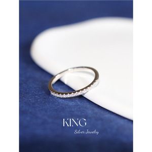 Bague en argent pour femme, 28 cm, sertie de demi-diamants, pour un usage quotidien - Product Image 1