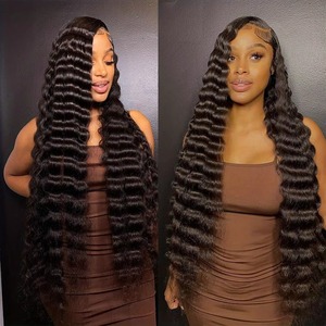 Cabello virgen vietnamita de 40 pulgadas, sin pegamento, frente de encaje completo, cabello humano Natural prearrancado 13x4, Remy HD para peluca, cabello Doble - Product Image 2