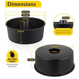 Venta caliente Angel Food Cake Pan 10 pulgadas Sartén <span class=keywords><strong>de</strong></span> tubo antiadherente <span class=keywords><strong>para</strong></span> hornear <span class=keywords><strong>Libra</strong></span> Pastel <span class=keywords><strong>de</strong></span> gasa Diseño <span class=keywords><strong>de</strong></span> <span class=keywords><strong>una</strong></span> pieza sartén <span class=keywords><strong>para</strong></span> hornear - Product Image 2