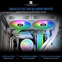 Refroidisseur liquide pour processeur Aqua Elite 240 V6 ARGB blanc, radiateur à eau 2x120mm pour AM4/AM5, roulement fluide, silencieux 29.8dB, 1.2W