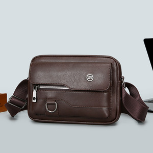 Sac à bandoulière pour homme en cuir PU, sacoche de messager grande capacité avec poignée supérieure, sac fourre-tout pour homme - Product Image 3