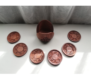 Ensemble de six sous-verres en bois de teck de qualité supérieure pour tasses à café et à thé avec style vintage classique et finition lisse d'Inde - Product Image 4