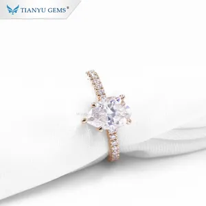 Tianyu gems pear diamond ring best moissanite stones with 14k 18k yellow gold rings for wedding