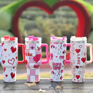 40oz Portable Car Cup Second Generation 40 Handle Car Cup Sports Love Pink Love Mother's Day