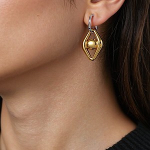 Pendientes de aro geométricos de acero inoxidable, diseño de anillo irregular en oro y plata, joyería de moda para mujer - Product Image 3