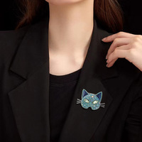 Broche YINI en forme de tête de chat plaquée or rétro, accessoire de costume de chat personnalisé à la mode, épingle de corsage, cadeau écologique