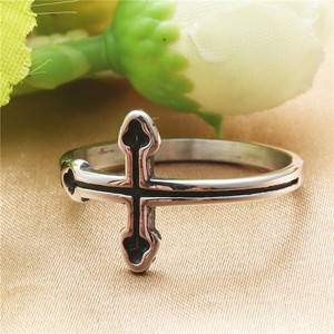 <b>Cross</b> Shaped <b>Ring</b> Titanium Steel Retro <b>Silver</b> Women's Fashion Jewelry Gift - Product Image 2
