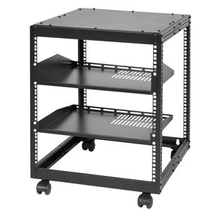 Support de serveur 12U à cadre ouvert 15 ''-40'' profondeur réglable montage mural sur pied 4 poteaux roulettes AV Rack réseau équipement informatique - Product Image 1