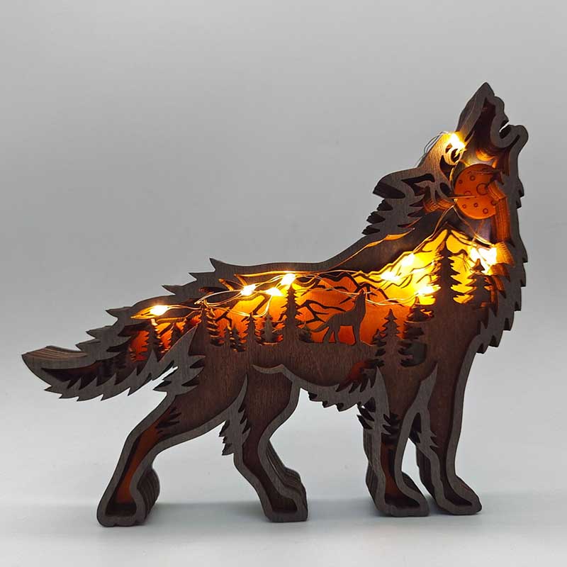 Wild Wolf Craft 3D Laser geschnittenes Holz Material Home Decor Geschenk Kunst handwerk Wald Tier Tisch dekoration Wolf Statuen Ornamente