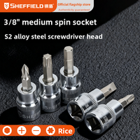 Juego de puntas de destornillador Steel Shield de 3/8 pulgadas, tamaño mediano, ranuradas, Phillips, con punta hexagonal, CR-V, sistema métrico, para bricolaje, 10 mm