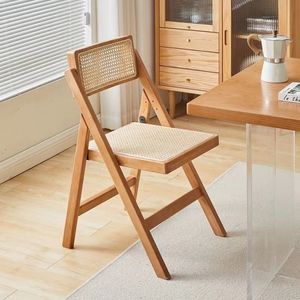 Silla de Comedor Plegable de Ratán de Lujo Ligero con Respaldo, Diseño de Madera Maciza Estilo Japonés para Hogar, Oficina, Apartamento, Baño, <span class=keywords><strong>Taller</strong></span> - Product Image 1