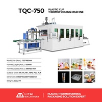 Machine de thermoformage de gobelets en plastique PET/PP/PS/PVC/HIPS entièrement automatique de haute précision Litai TQC-750 avec une productivité élevée