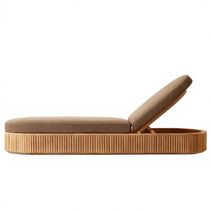<span class=keywords><strong>Chaise</strong></span> longue d'extérieur moderne, résistante aux intempéries, en <span class=keywords><strong>teck</strong></span> massif, <span class=keywords><strong>coussin</strong></span> imperméable, pliable, garantie de 2 ans - Product Image 1