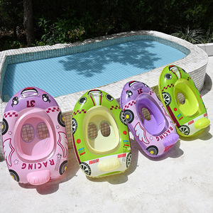 TANYOZHE Anillo de natación inflable de 60x45cm con diseño de coche de carreras de dibujos animados para niños, ayuda para flotar en la piscina - Product Image 1