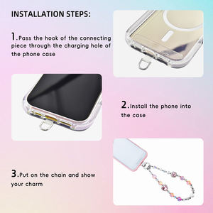 Perline di cristallo perla farfalla <span class=keywords><strong>argento</strong></span> fai da te catena per cellulare corda Anti-smarrita per personalizzare cordino da polso cinturino portatile - Product Image 3