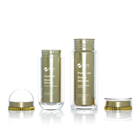 Bouteille de capsules de vitamines en plastique à double couche dorée personnalisée avec bouchon à vis scellé 35ml 65ml 80ml 115ml