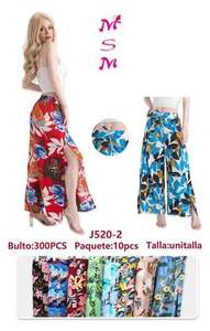 Falda Maxi de Gasa Floral para Mujer, Marca Dietrice, Cintura Elástica, Estilo Bohemio, Verano, Abertura Asimétrica, Estampado, 100% Poliéster - Product Image 3