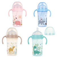 Biberón de PP de 300 ml (10 oz) con cuello súper ancho, asa, tetina y pajita